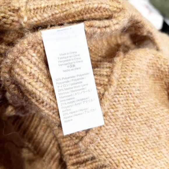 J. Crew Alpaca Blend Relaxed Turtleneck Poncho Sweater Heather Desert Tan - Picture 3 of 9
